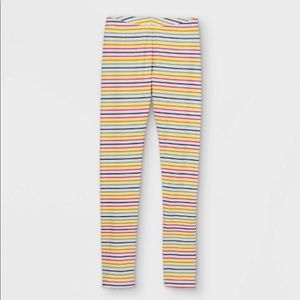 NWT Cat & Jack Girls’ Striped Leggings, White, S (6/6X)